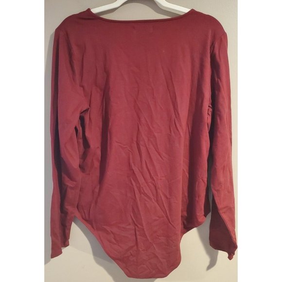 Maurices 24/7 Maroon Longsleeve Cotton Blend Bodysuit, Size 2, RN 51783 - Picture 5 of 5